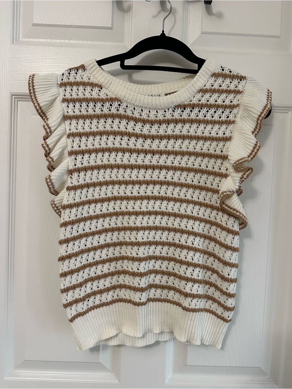 STRIPED KNIT FLUTTER TRIM TANK - Picture 3 of 6